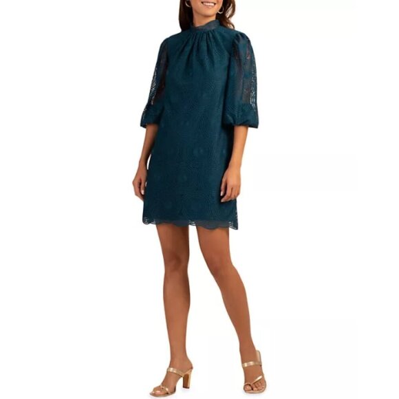 Trina Turk 'Palm Colony' Embroidered Shift Dress, Ocean (Deep Teal) - Picture 1 of 3